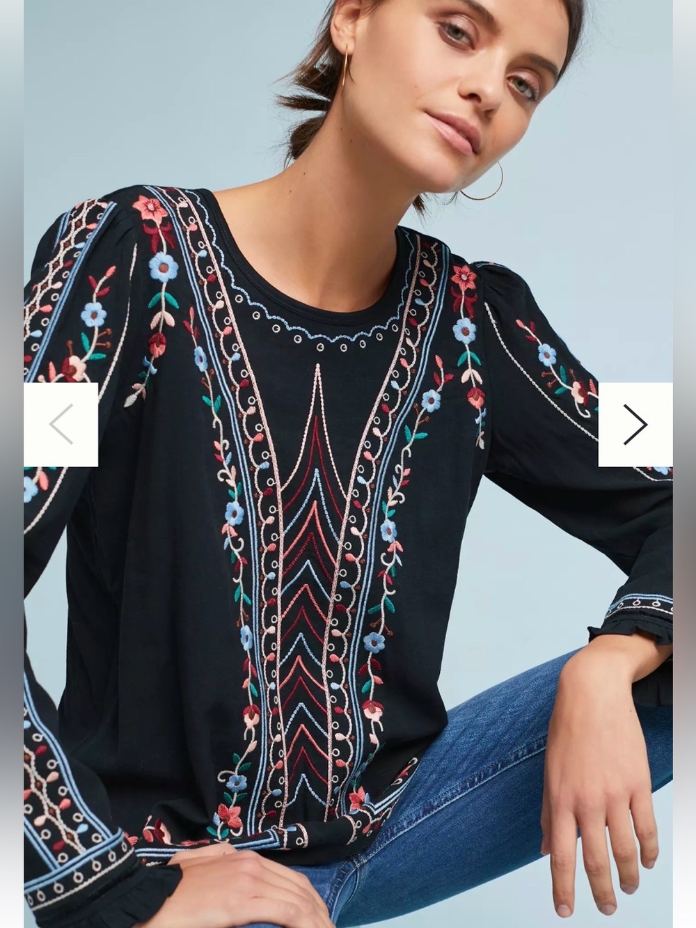 Anthropologie One September “Wesley” Embroidered Pullover – Size S 🌸